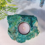 Raw Chrysocolla Candle Holder