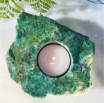 Raw Chrysocolla Candle Holder - Image 4