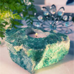 Raw Chrysocolla Candle Holder - Image 3
