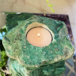 Raw Chrysocolla Candle Holder - Image 2
