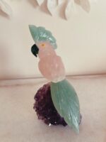Rose Quartz and Green Aventurine Cockatoo