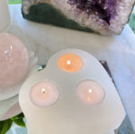 Selenite Heart Candle Holder 3 hole