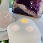 Selenite Heart Candle Holder 3 hole - Image 2